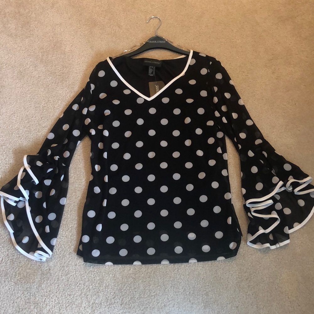 Polka Dot, slightly sheer, Blouse/ Sweater